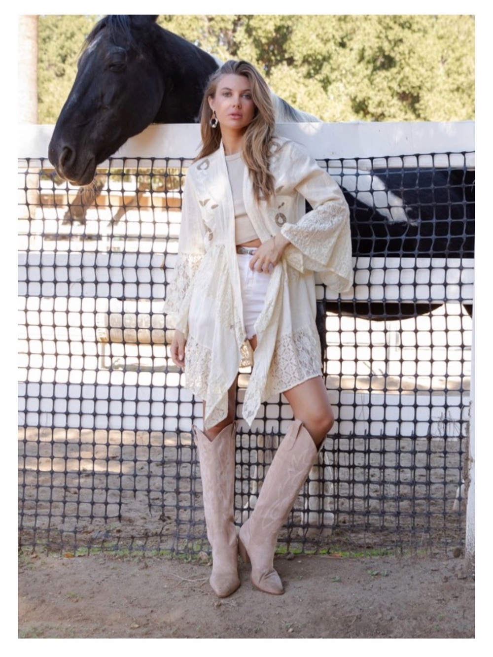 Young Threads Natural Embroidered Lace Boho Long Shrug Kimono NWT Size XL Flaw